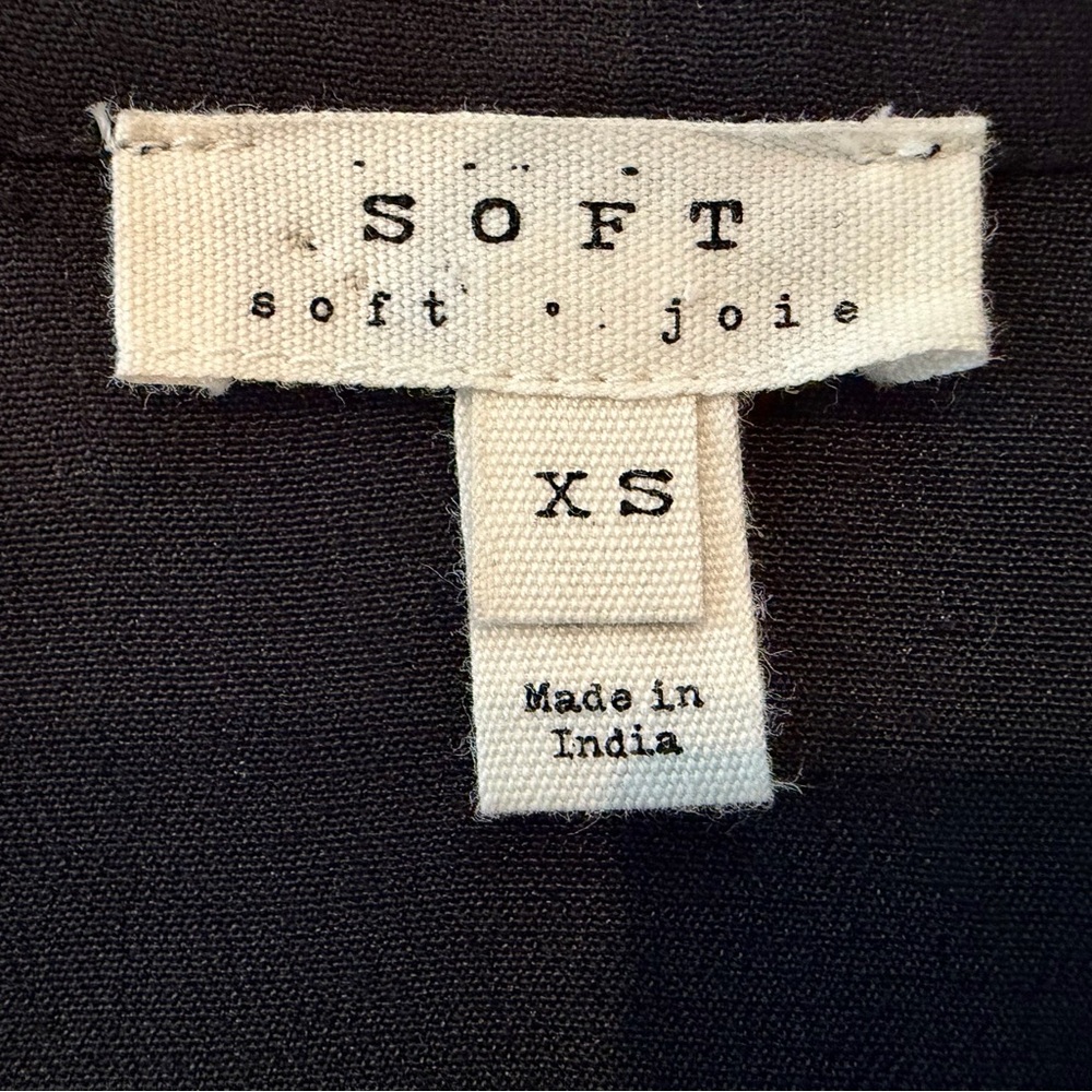 Soft Joie Black Women's Button Down V Neck 100% Viscose Size XS Quarter Sleeve - Picture 12 of 12